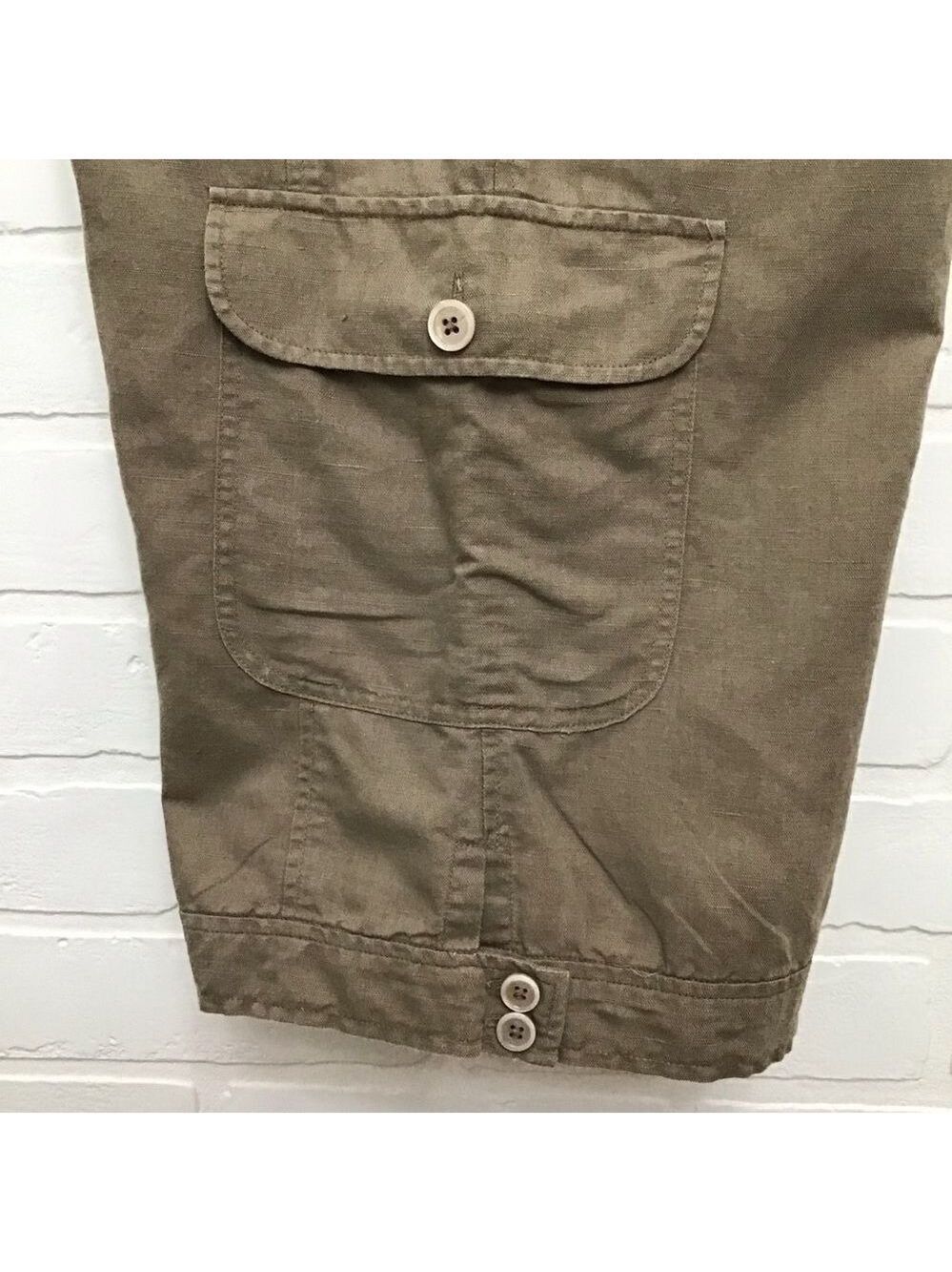 OLSEN Europe Anna linen blend pedal pusher pants crop wedge size 10 wide legs - Picture 5 of 11